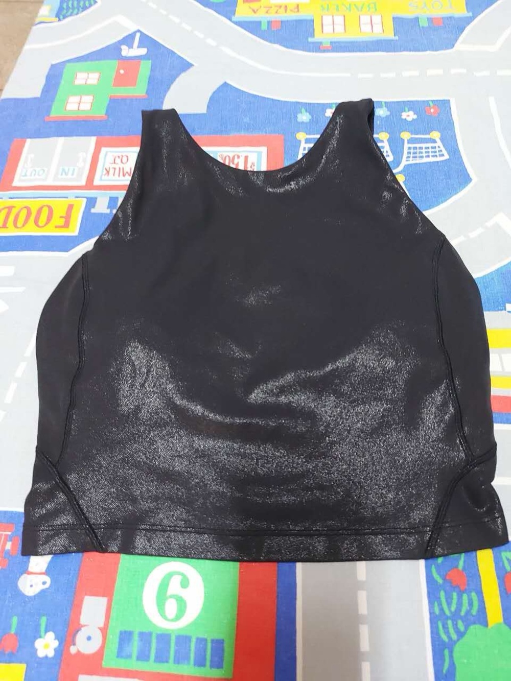 Lululemon black shiny halter crop top